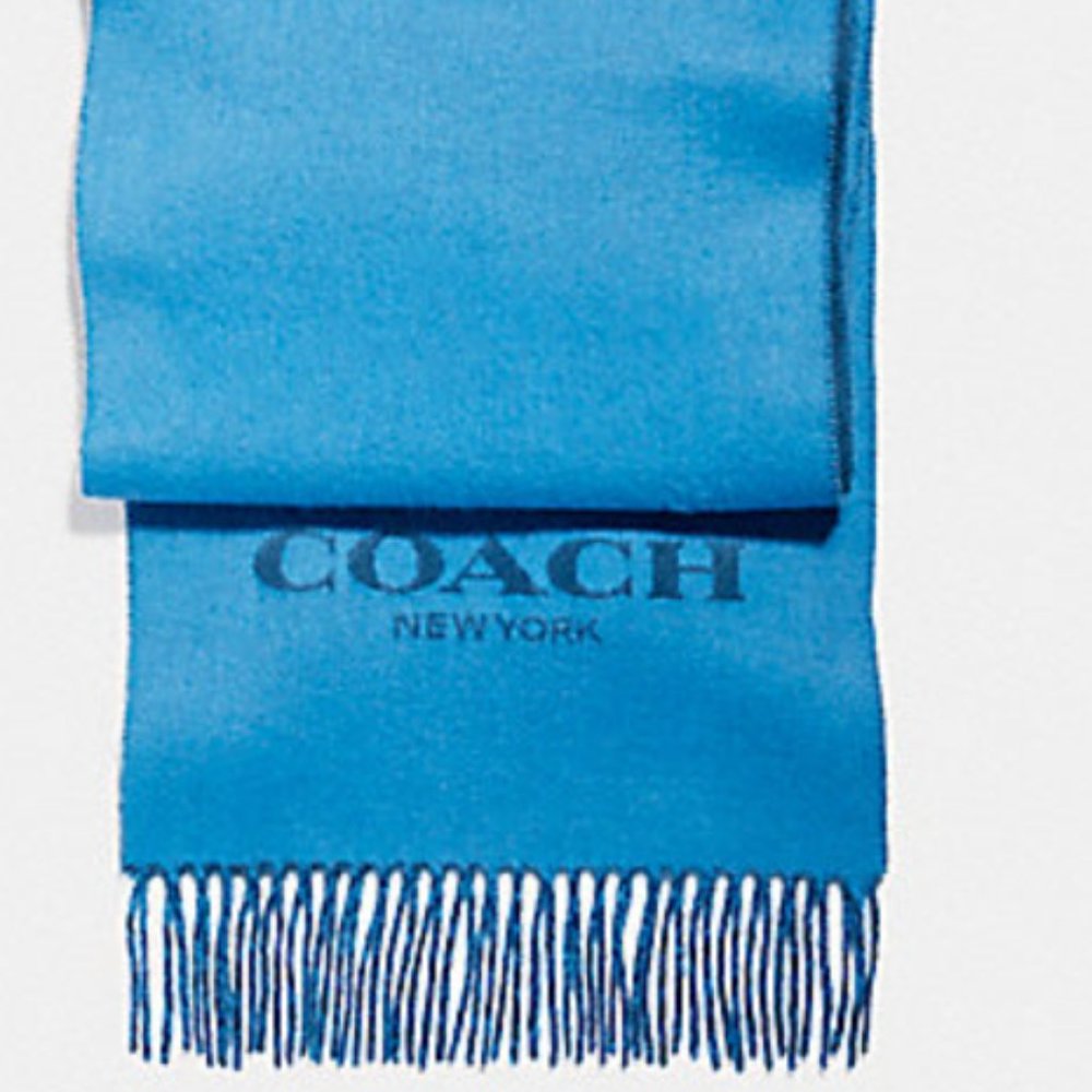 Coach Cashmere Blend Bicolor Logo Bright Blue